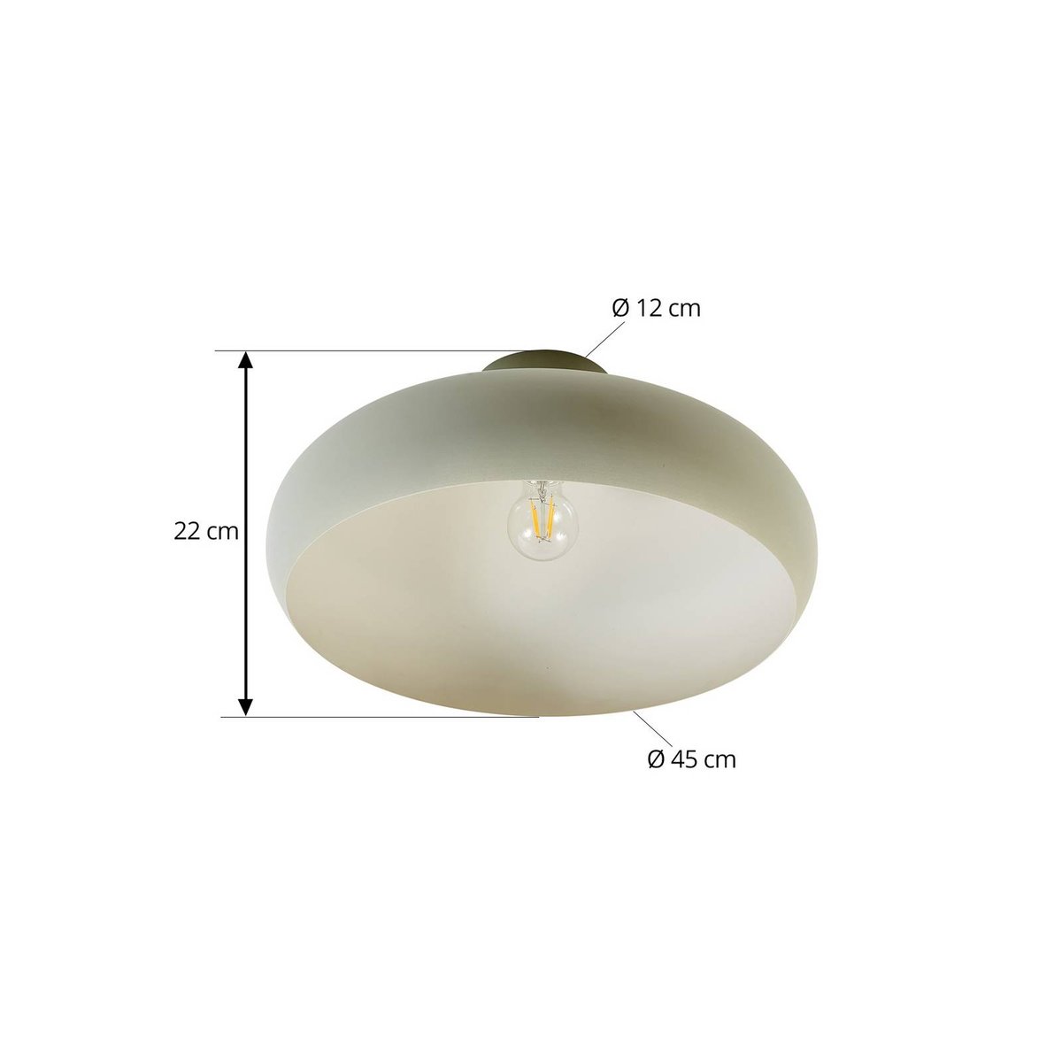 Plafonnier en métal moderne, Elover vert clair, LINDBY