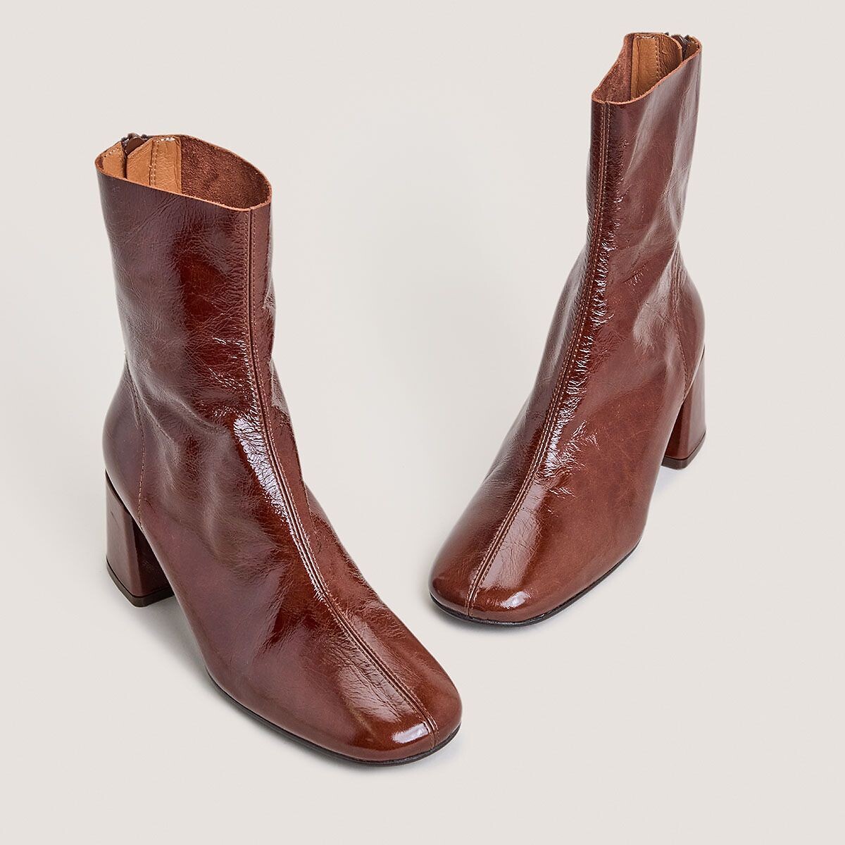 Bottines à talons, en cuir brillant, DENONIE marron, JONAK