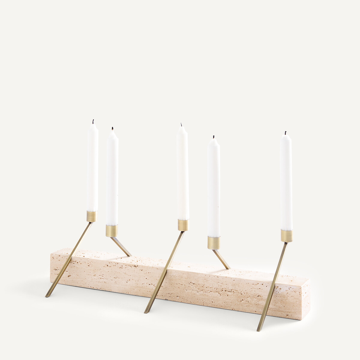 Bougeoir centre de table en travertin, hauteur 21,3 cm, SEBASTIANO travertin, AM.PM