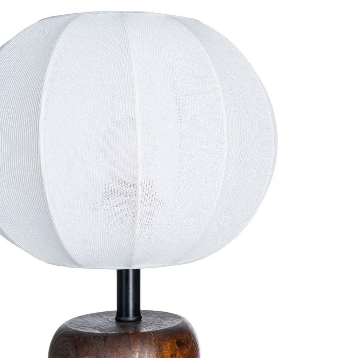 Lampe à poser bois et abat-jour boule tissu blanc 25x25x39.5cm bois, WADIGA