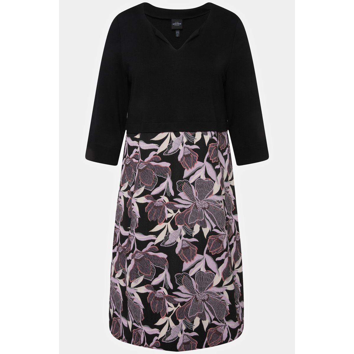 Robe, mélange de matières noir, ULLA POPKEN