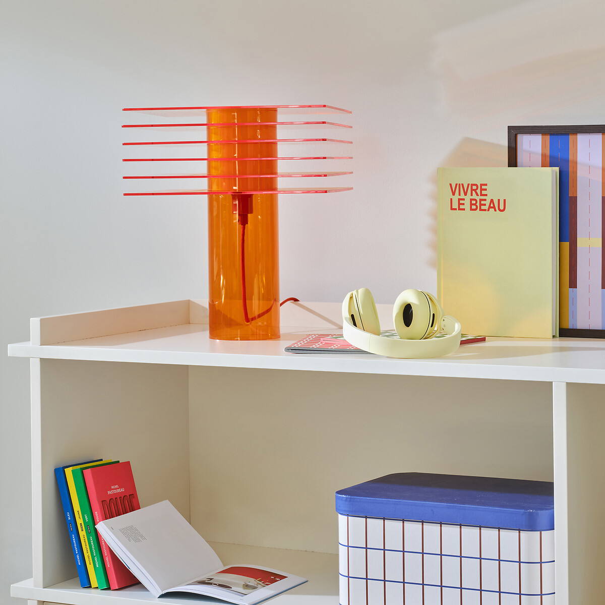 Lampe à poser, en plexiglass et verre opalin, POLY orange, LA REDOUTE INTERIEURS