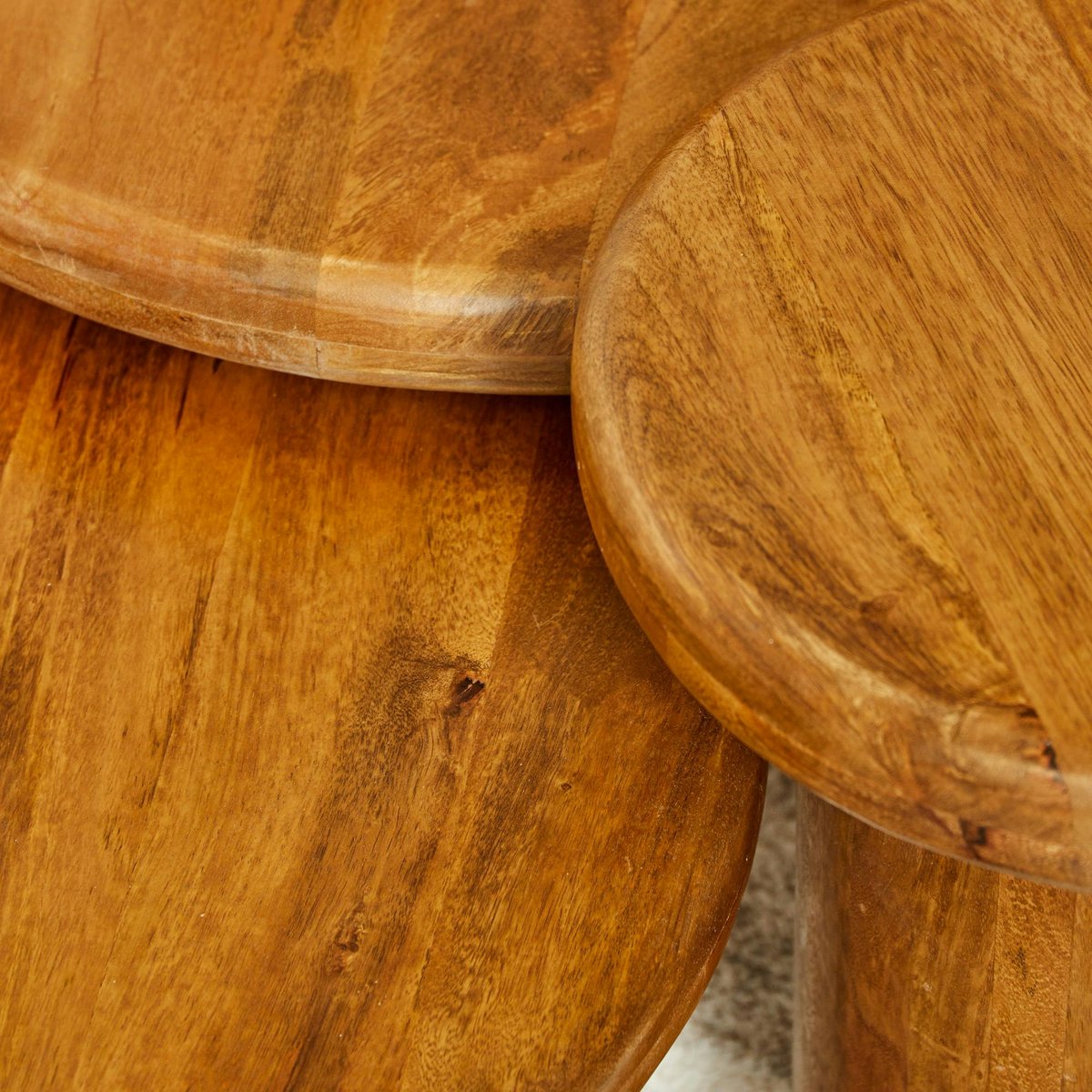Table basse gigogne en bois épais (lot de 3) ALMA bois clair, PIER IMPORT