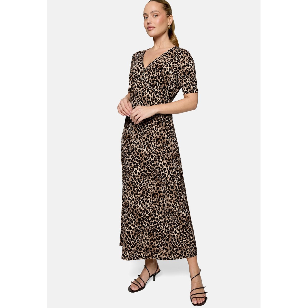 Robe longueur midi à imprimé animalier beige/black, ZERO