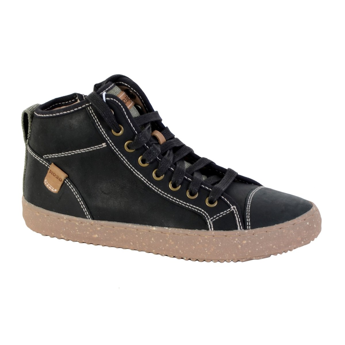 Basket Montante S J Alonisso B.g - Wax.lea+canv noir, GEOX