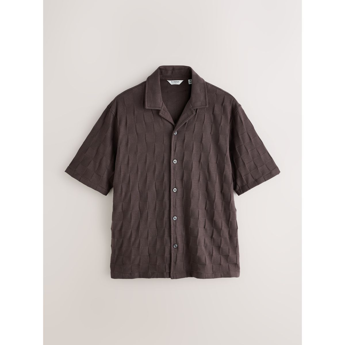 Chemise jersey manches courtes à carreaux marron chocolat, NEXT