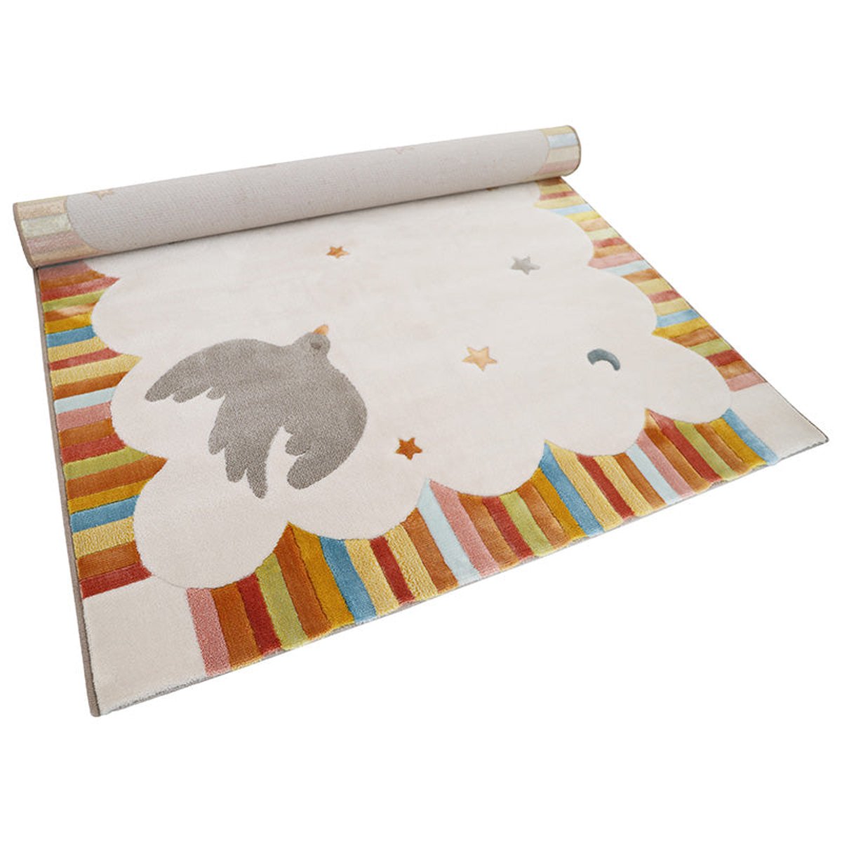 Tapis chambre enfant multicolore DANCING BIRDS couleur unique, NATTIOT