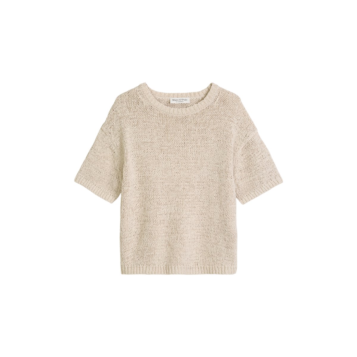 Pull à manches courtes loose en fil à bandelettes gris clair, MARC O'POLO