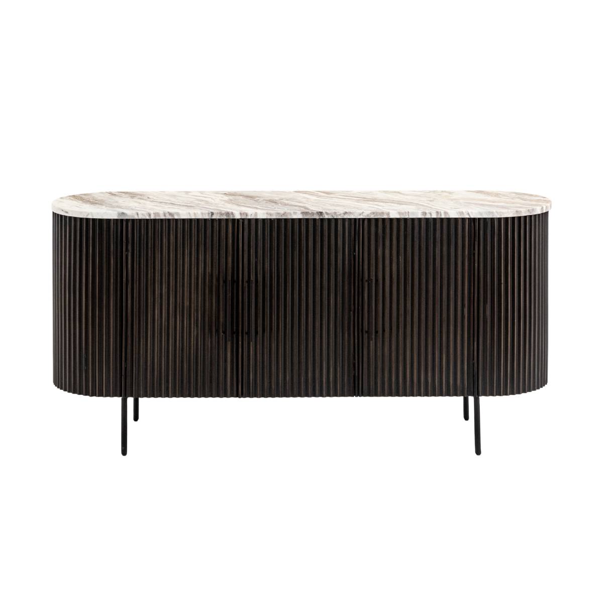 Buffet en métal et marbre ORLANDO noir, MADE IN MEUBLES