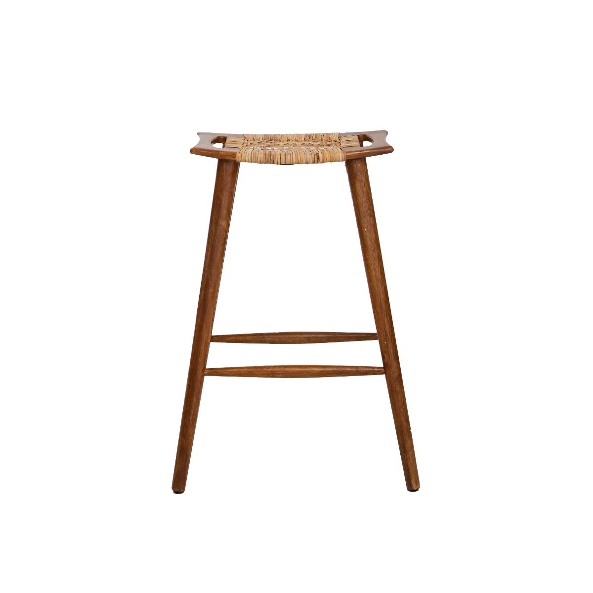 Tabouret de bar en paille SUZANNA bois foncé, MADE IN MEUBLES 