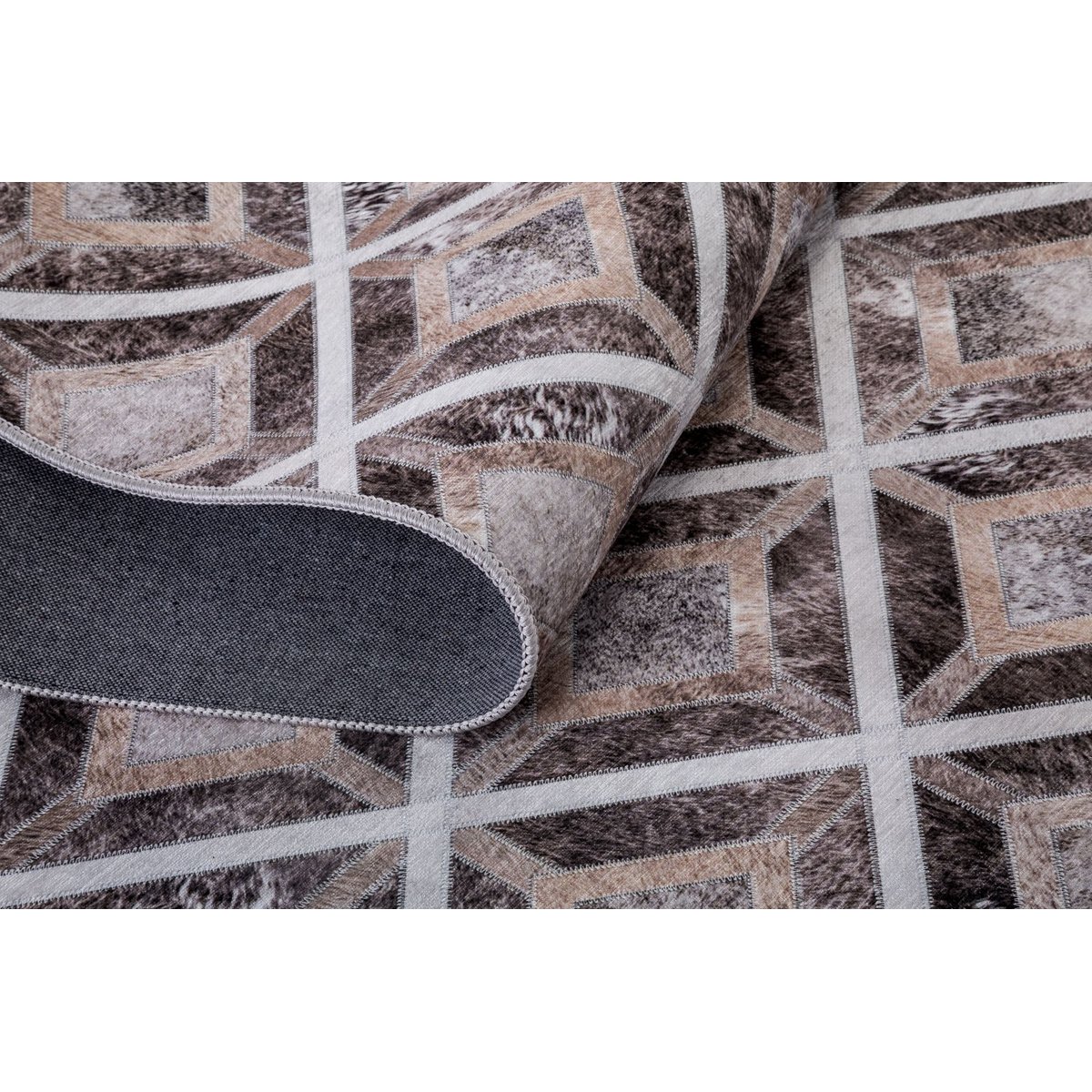 Tapis imprimé Serena, aspect cuir, plat marron, GINO FALCONE