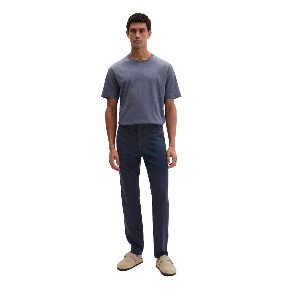 Pantalon de jogging chino Osby à coupe fuselée en mélange de TENCEL™ Lyocell et de lin bleu foncé, MARC O'POLO