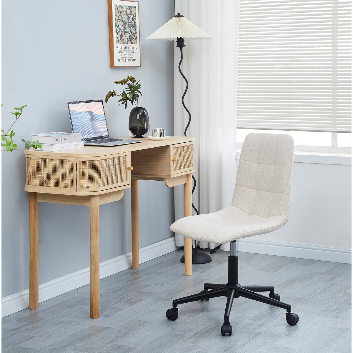 Chaise de bureau, base métallique, BJORN beige, NORDLYS