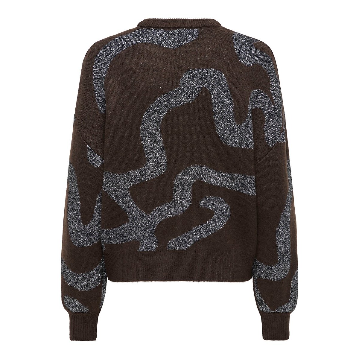 Pull manches longues imprimé pailleté imprimé marron, ONLY