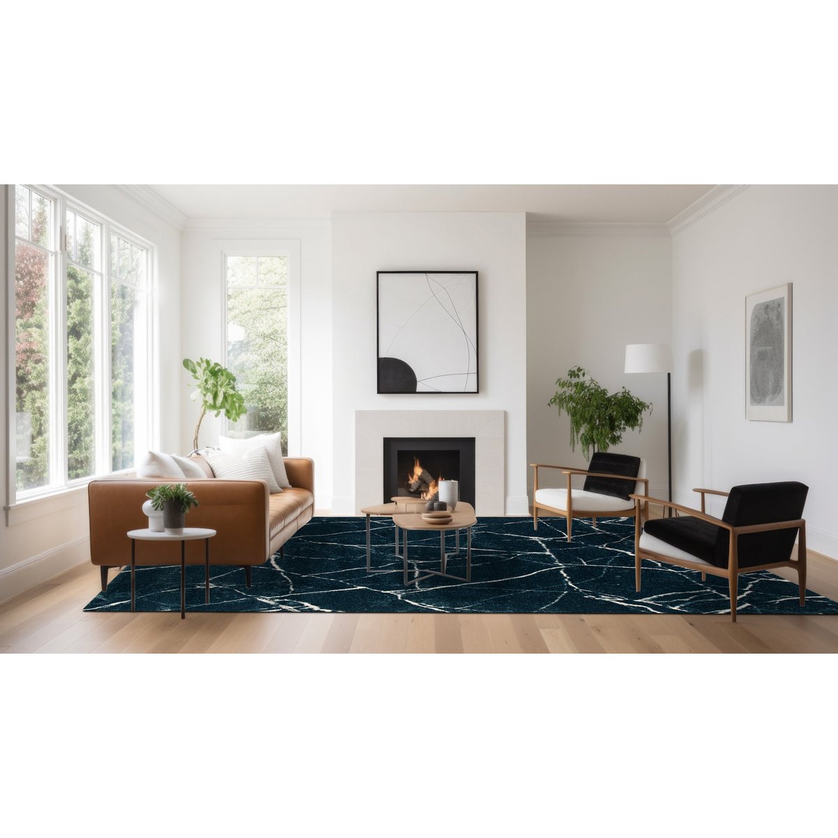 Tapis ultra doux et design MARBLE bleu naturel, AFK LIVING