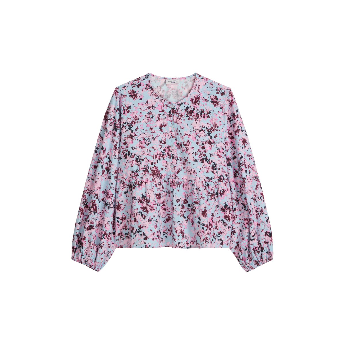 Blouse crinkle relaxed en mélange de viscose imprimée bleu clair, MARC O’POLO DENIM