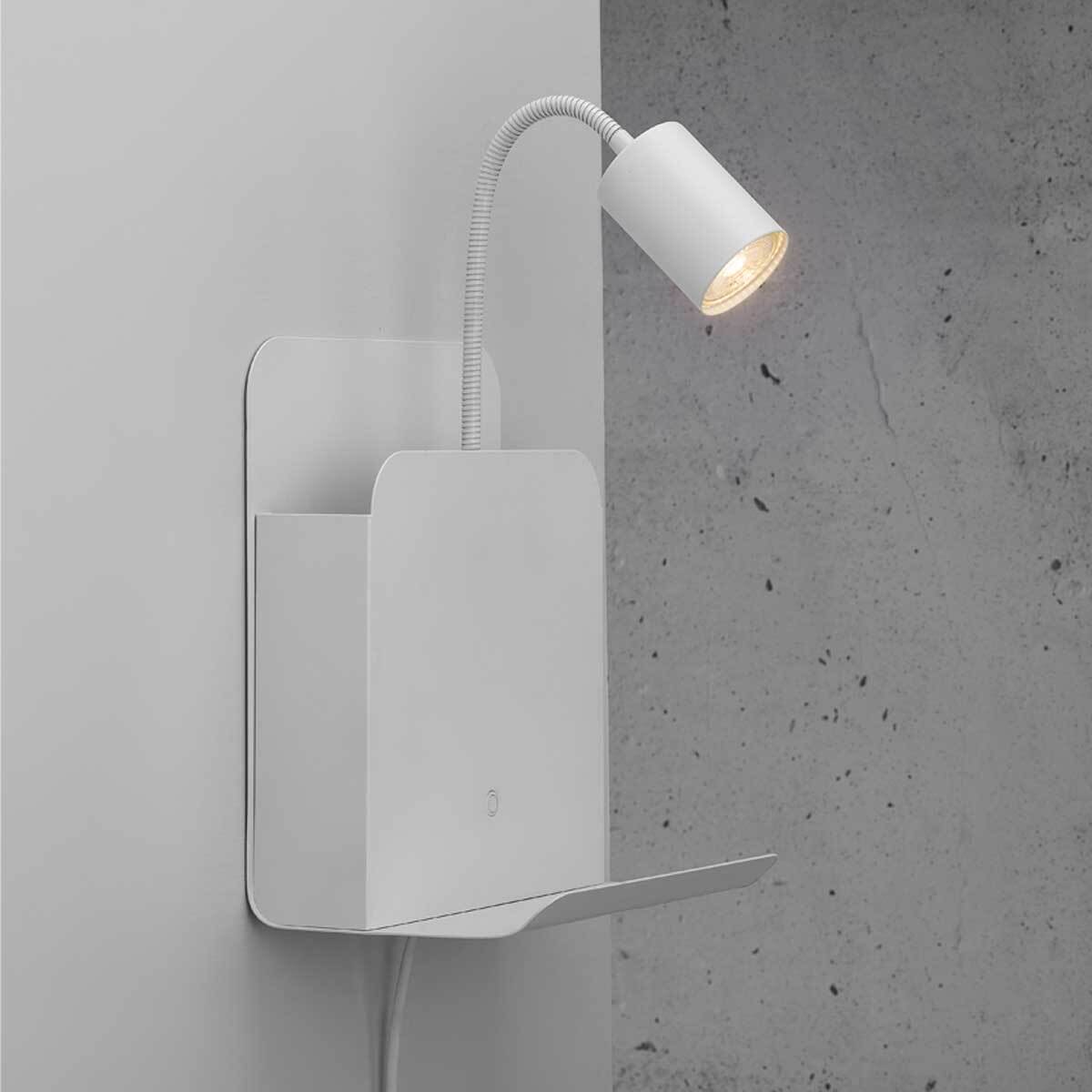 Applique et lampe de chevet multifonctionnelle en métal, ROOMI blanc, NORDLUX