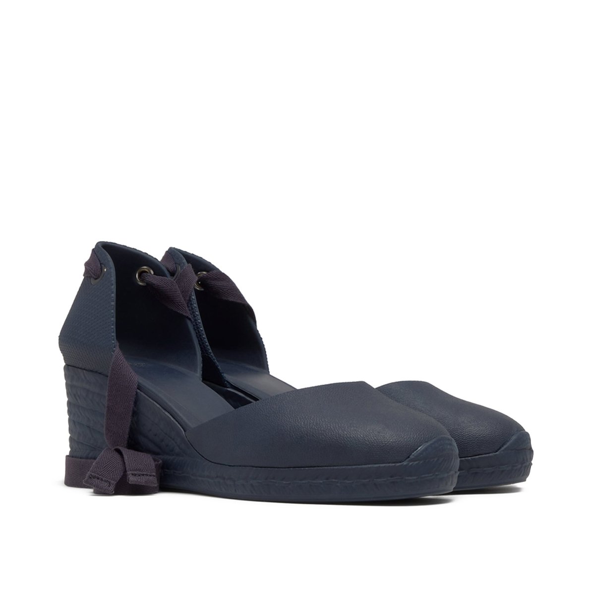Espadrilles compensées avec rubans en coton biologique CAREEN PLATFORM bleu nuit, CASTANER