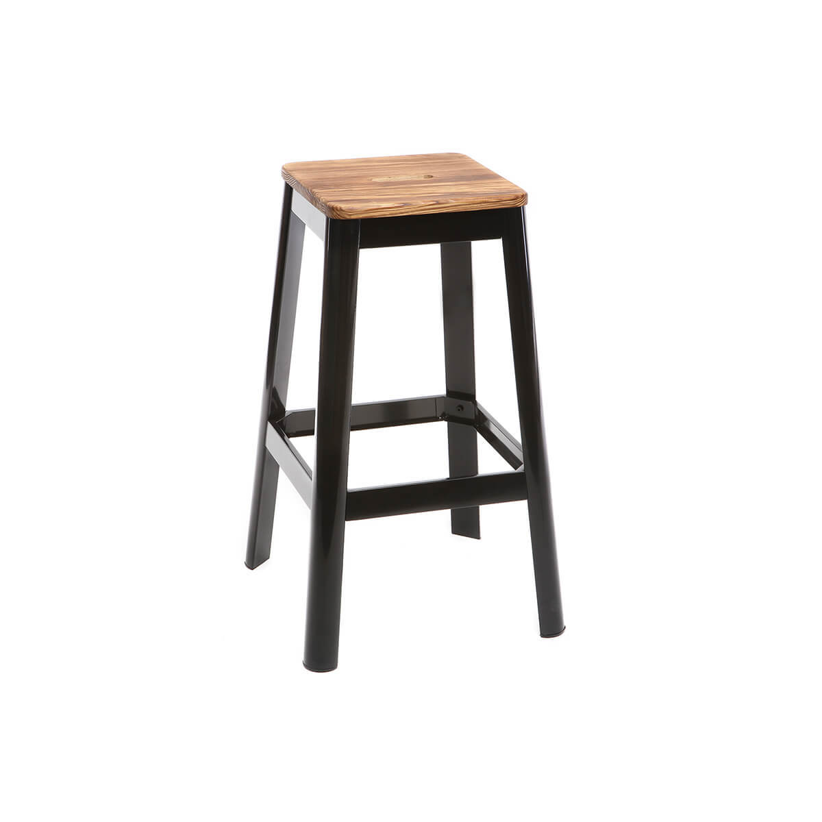 Tabouret de bar design noir et bois H75 cm NICK noir, MILIBOO
