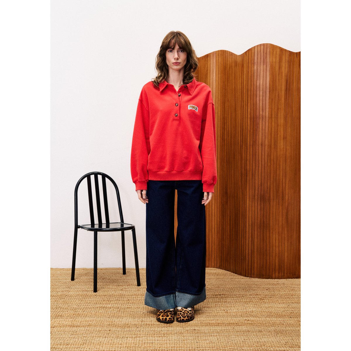 Sweatshirt  en coton TULIPE rouge, FRNCH