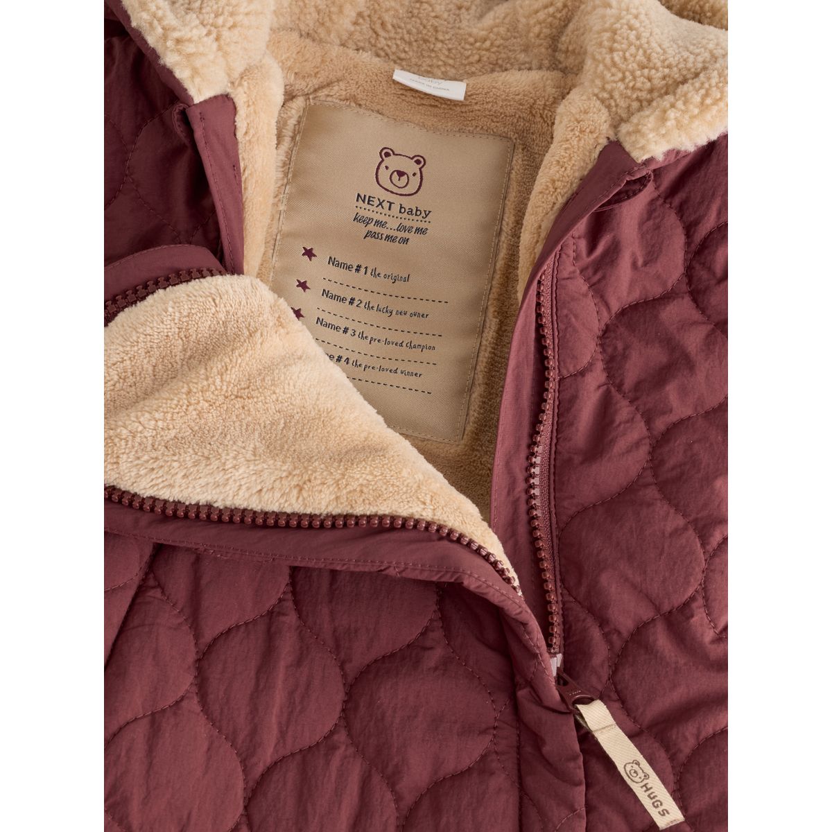 Combinaison bébé en nylon capuche matelassée rouge bordeaux, NEXT