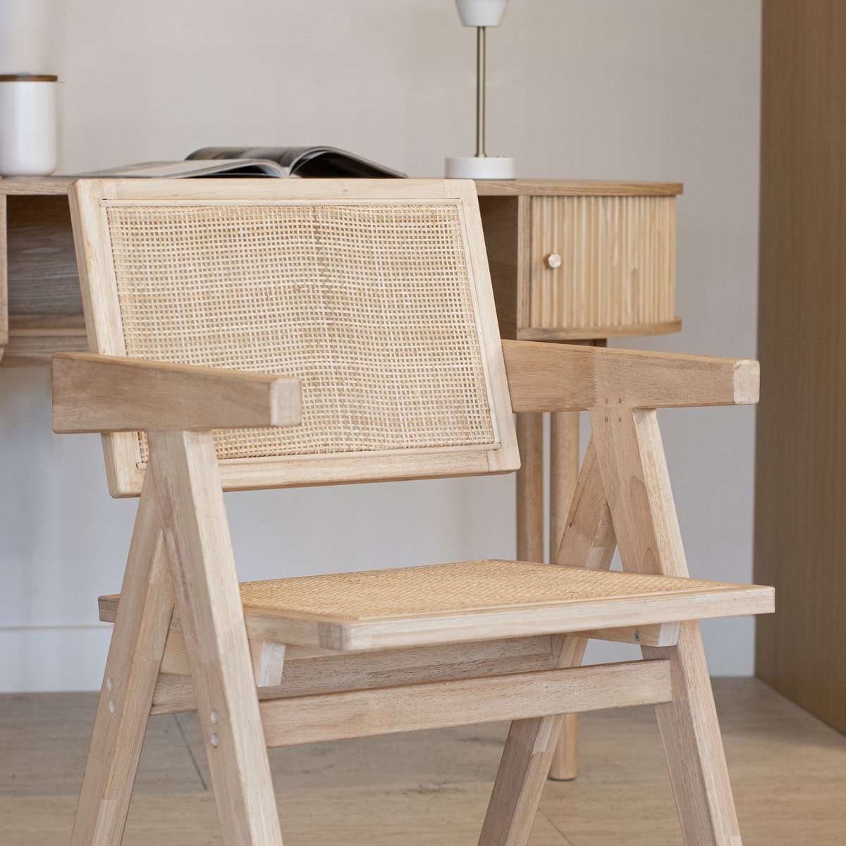 Chaise de bureau en bois de pin, HECTOR naturel, NOW'S HOME