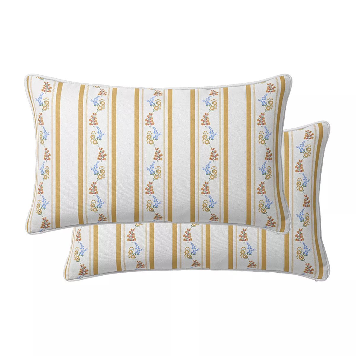 Lot de 2 taies percale de coton lavé HONFLEUR paille, GARNIER THIEBAUT