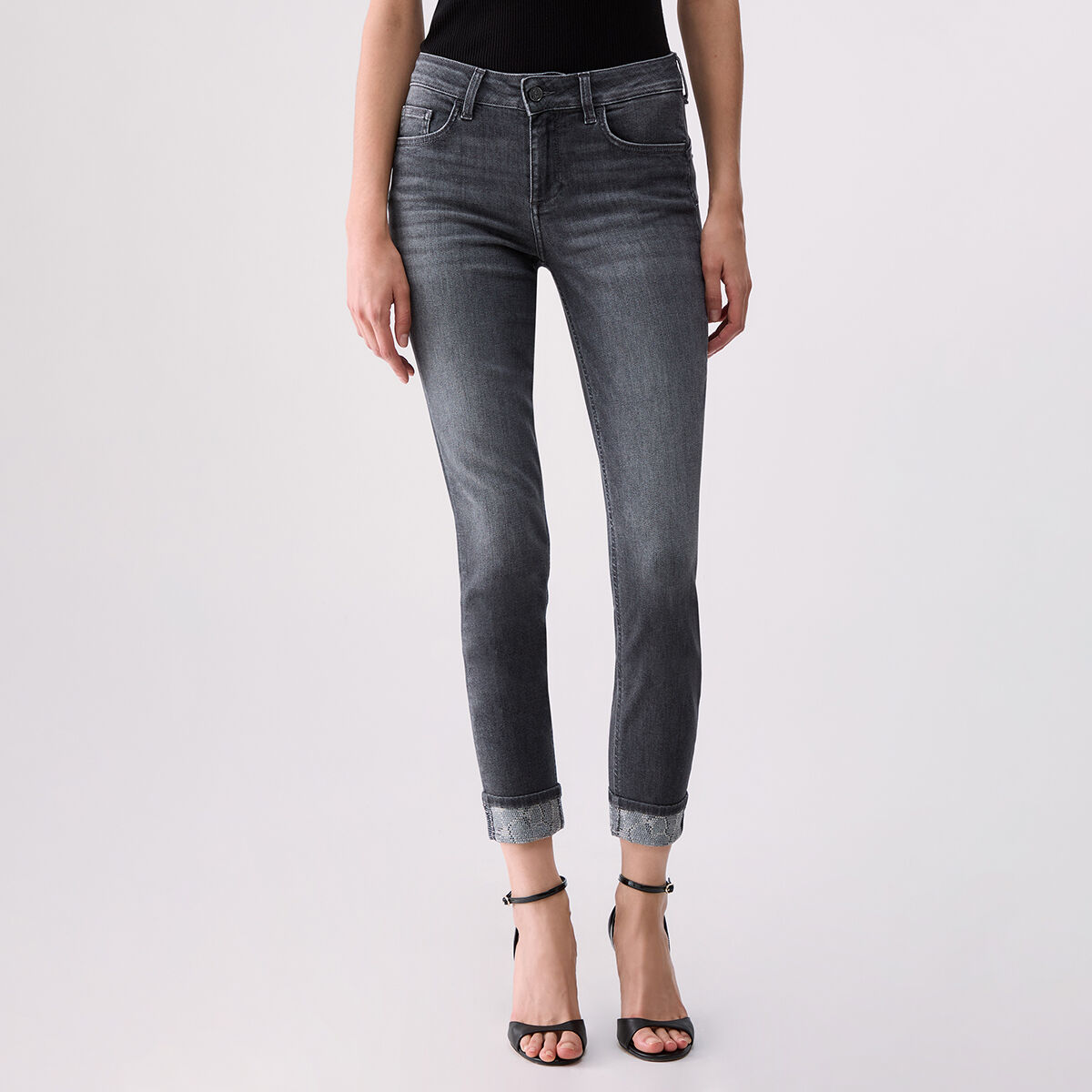 Jean skinny avec ornements denim gris, LIU JO
