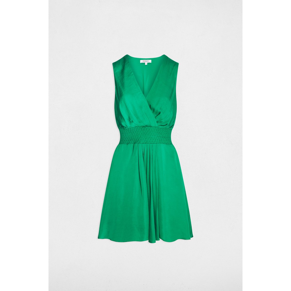 Robe courte droite fluide vert prairie, MORGAN