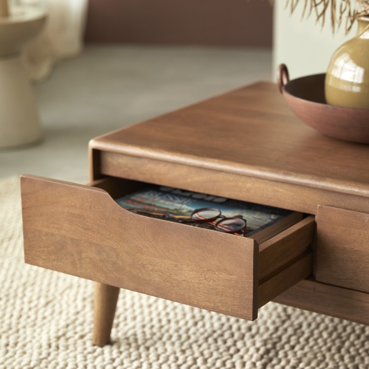 Table basse en Manguier massif, GABRIELLE marron, TIKAMOON