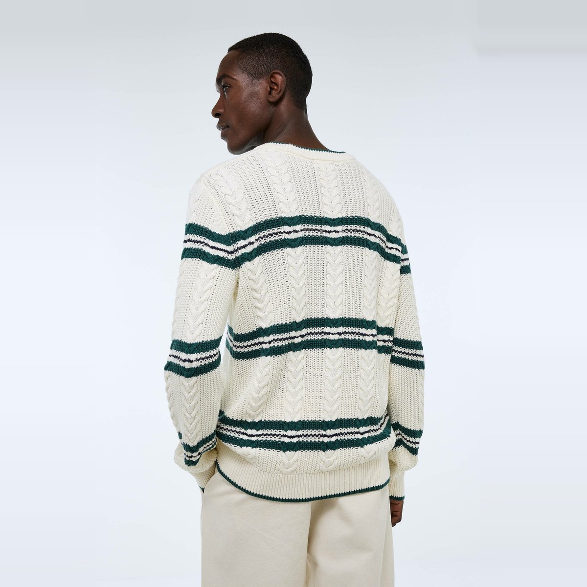 Pull rayé en coton BIO GOTS ecru, MONOPRIX