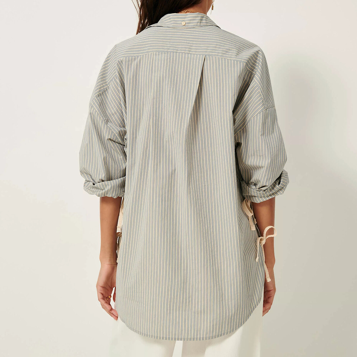 Chemise ample rayée, fendue côtés, KOYACO bleu clair, SESSUN