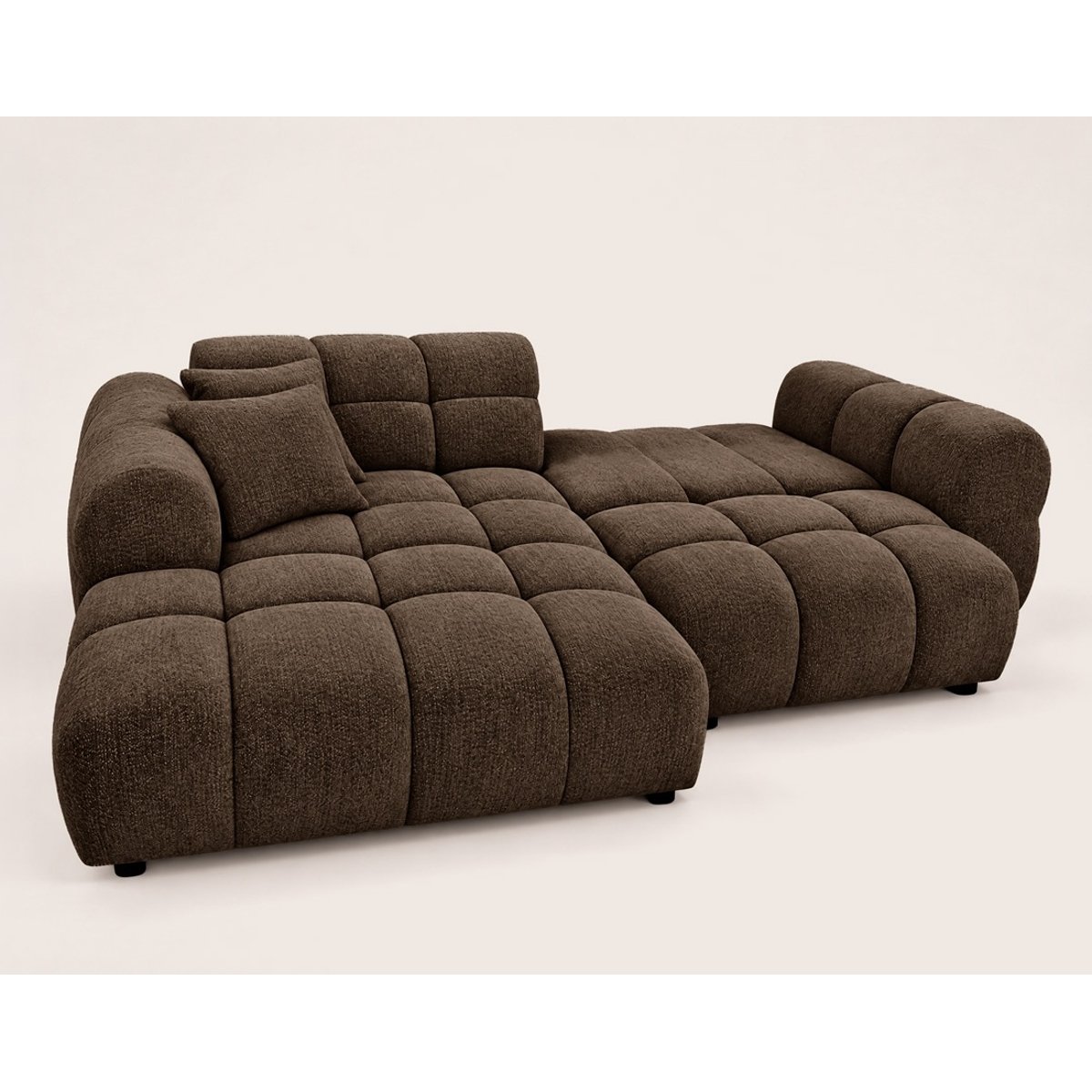 Canapé d'angle gauche 4 places convertible avec, MINI RAY marron, BEST MOBILIER