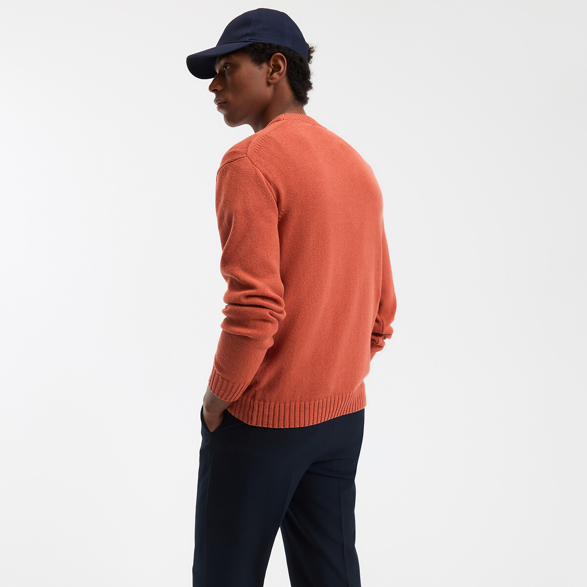 Fine Knit Crew Neck Jumper orange, LA REDOUTE COLLECTIONS