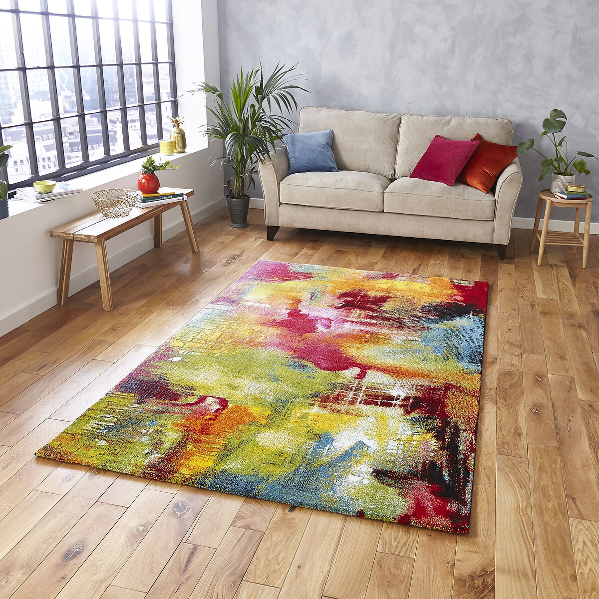 Jewel Bright Abstract Distressed Rug multi-coloured, SO'HOME