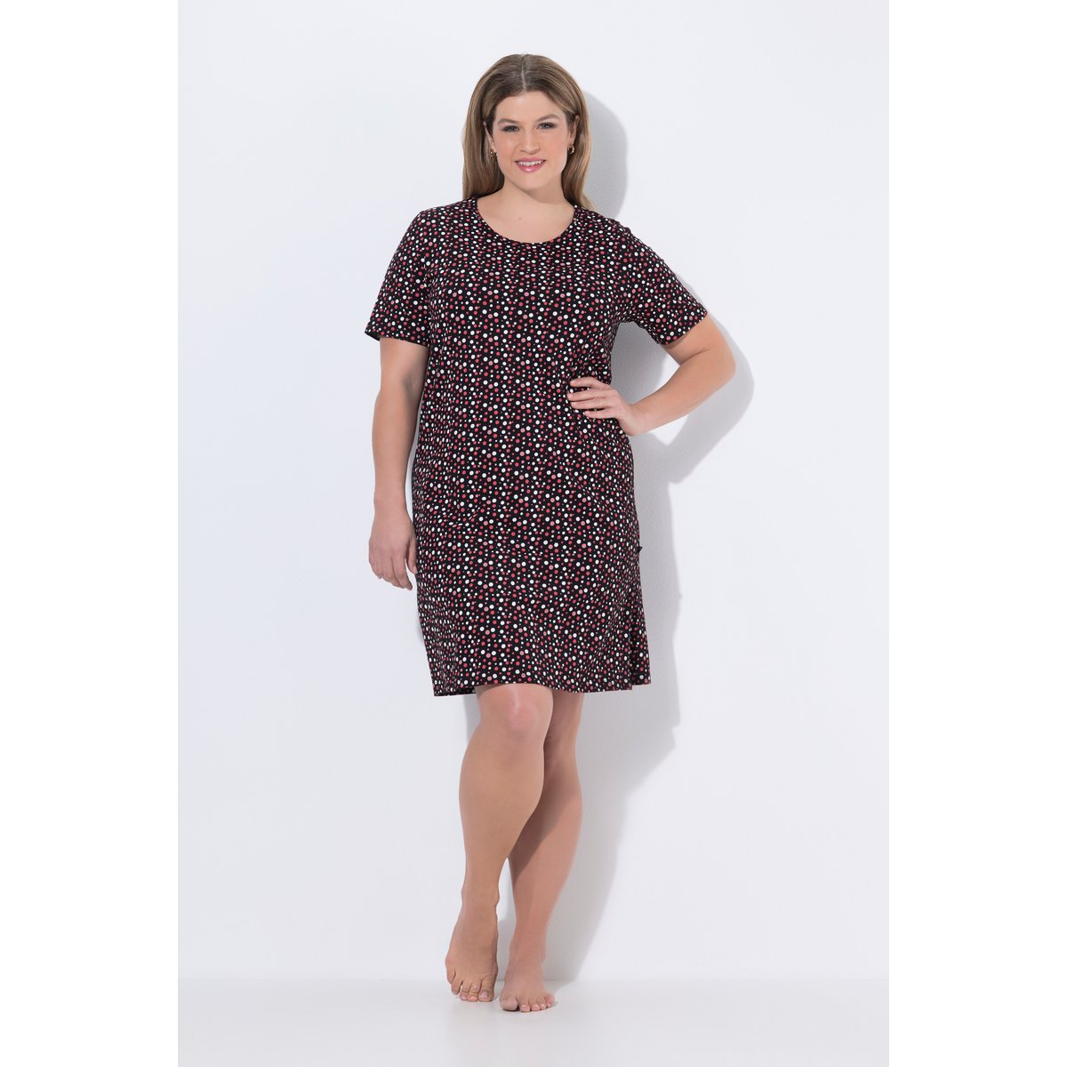 Chemise de nuit motif à pois noir, ULLA POPKEN