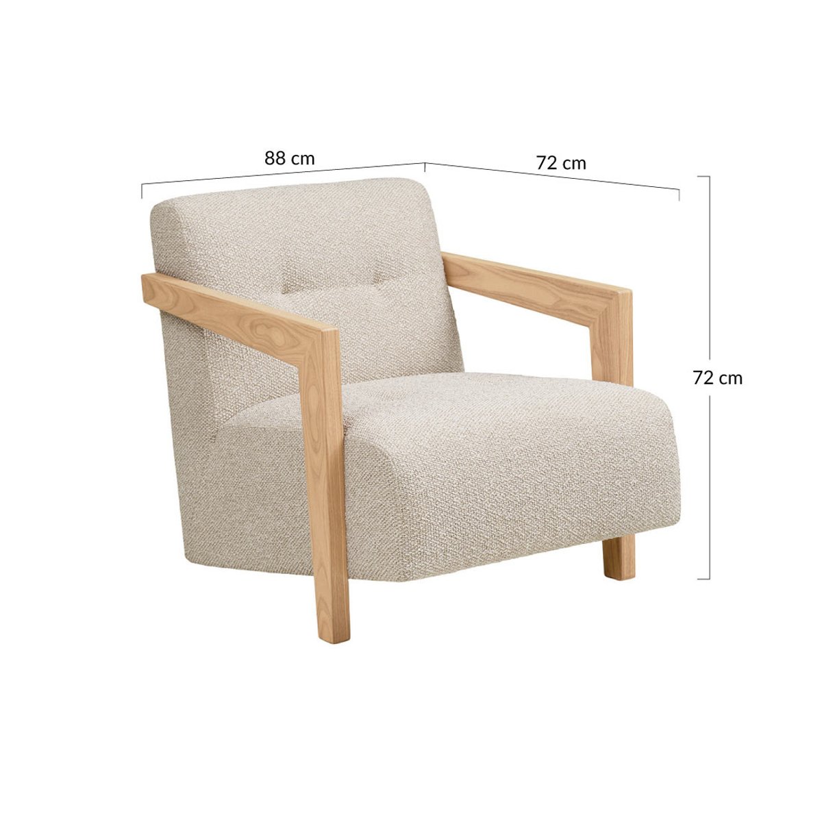 Fauteuil en tissu texturé avec accoudoirs, LOLA beige, BEST MOBILIER