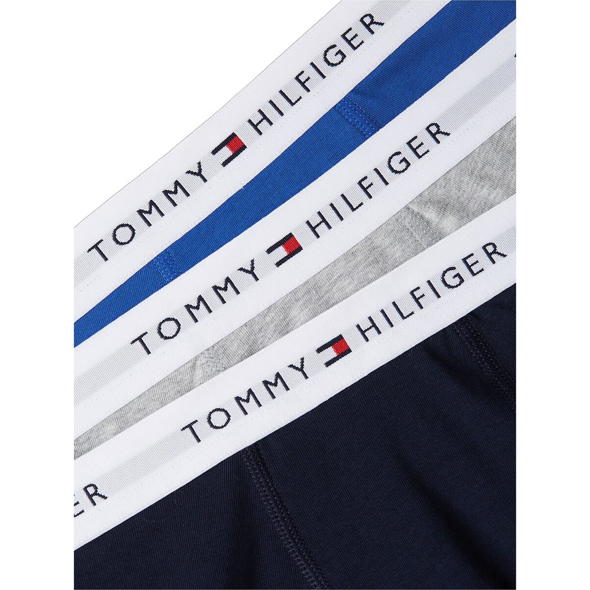 Lot de 3 boxers, ceinture siglée bleu marine + bleu + gris, TOMMY HILFIGER