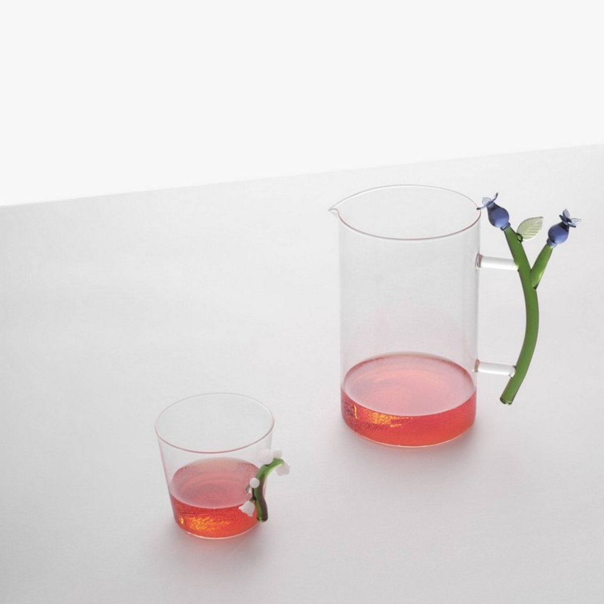 Carafe verre fleurs  BOTANICA Blue Flower bleu, ICHENDORF
