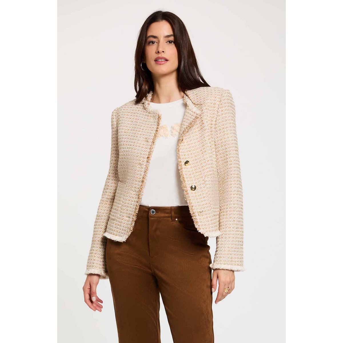 Veste tweed cropped multicolore, MORGAN