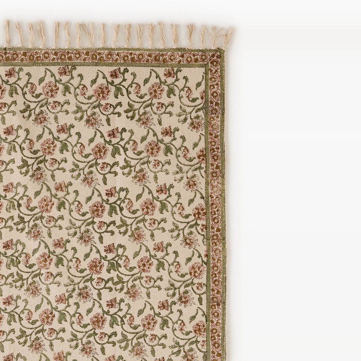 Tapis blockprint, 100% coton marmelade, MONOPRIX