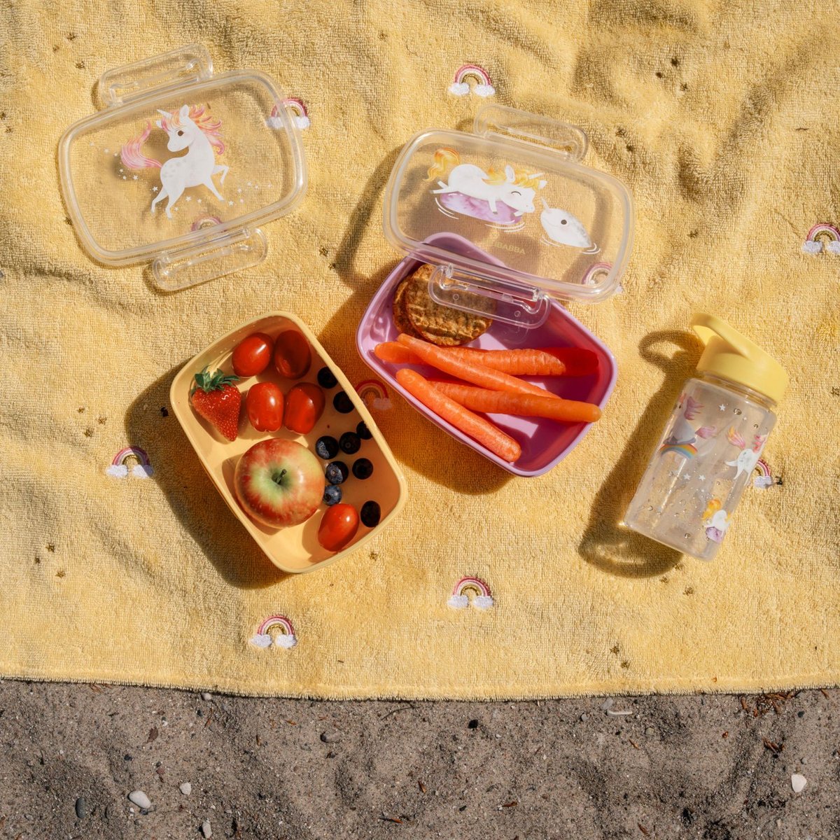 Lot de 2 lunch box jaune, rose, blanc, FILIBABBA