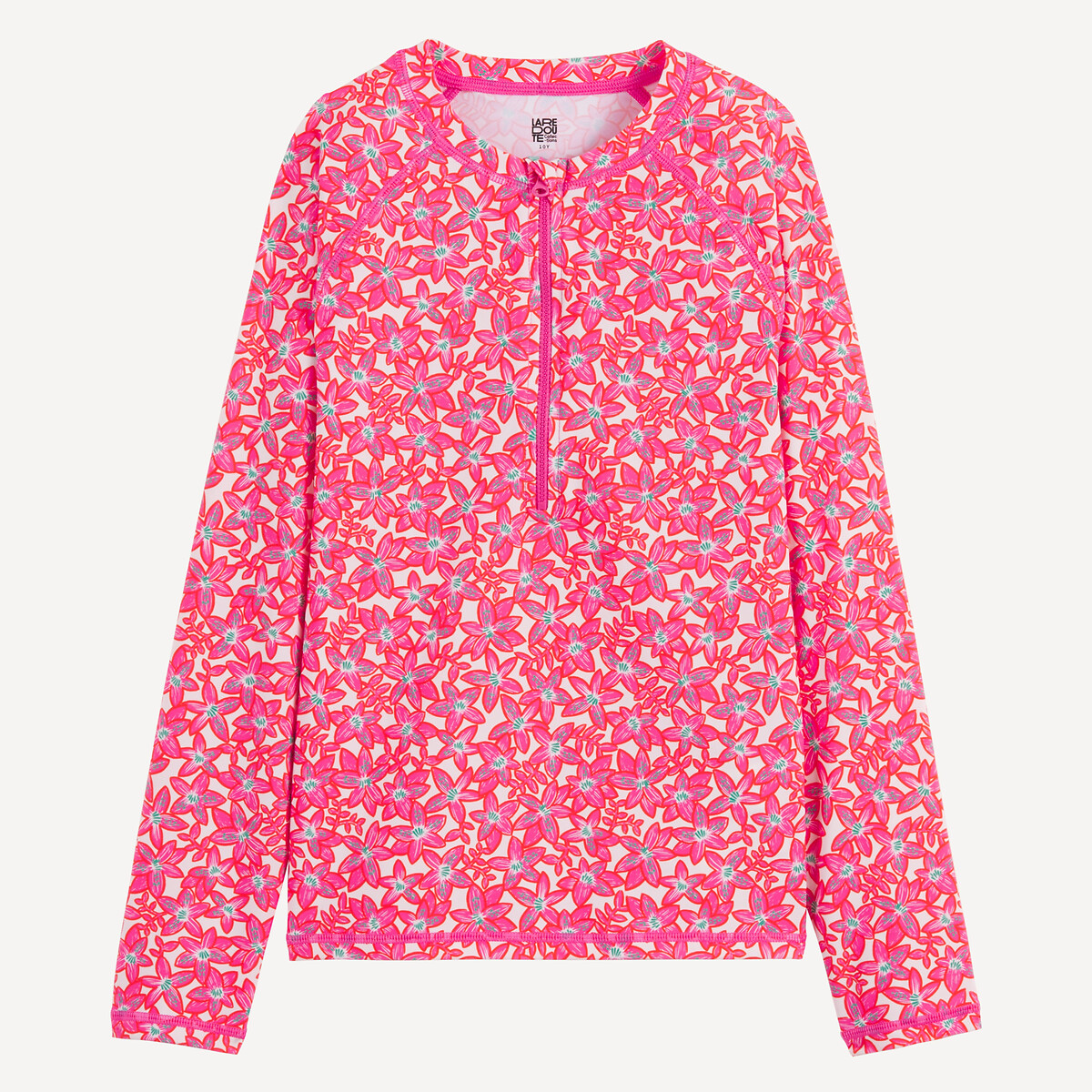 Maillot de bain 2 pièces, imprimé floral, T-shirt protection UV et 2 culottes rose + imprimé rose, LA REDOUTE COLLECTIONS