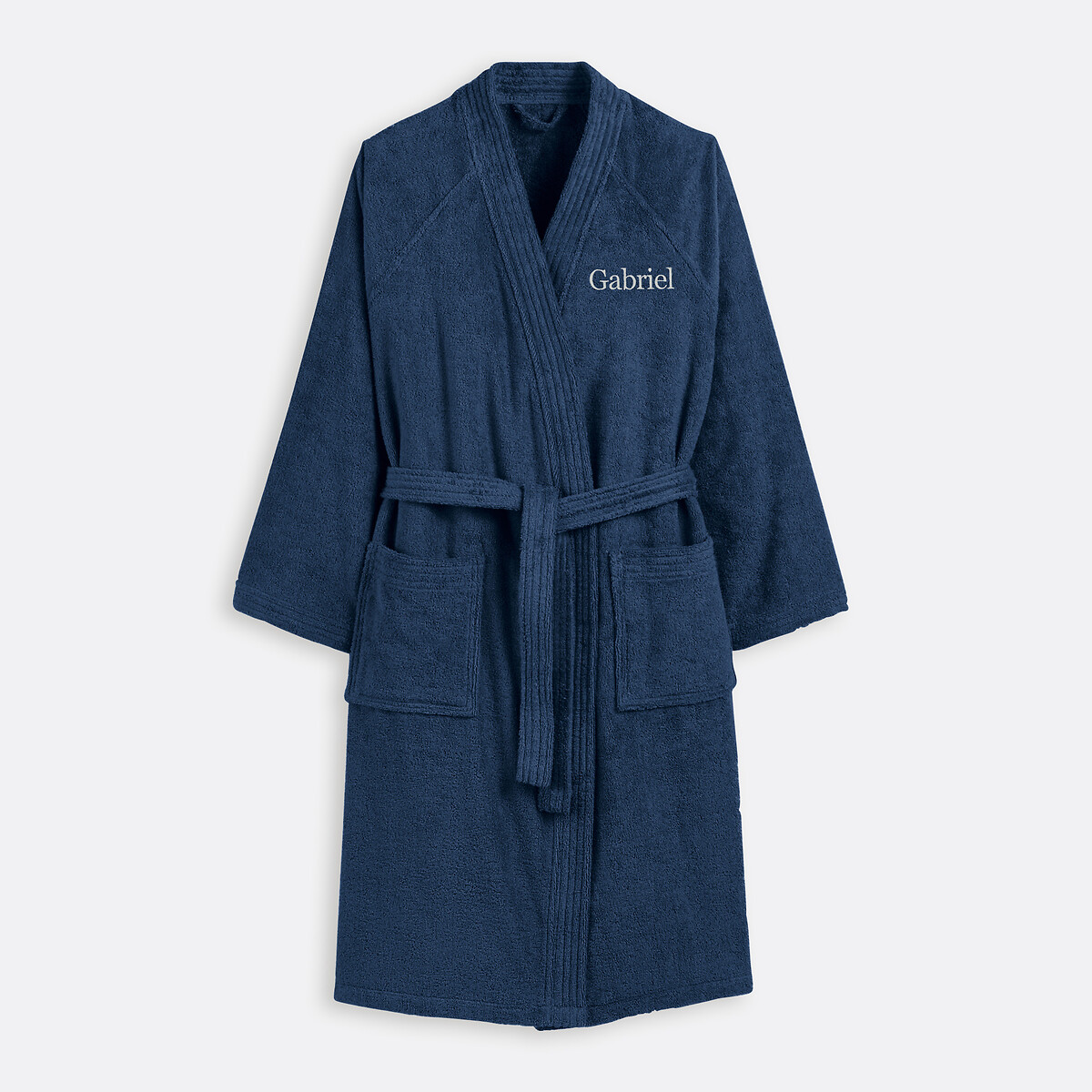 Peignoir éponge col kimono personnalisé, Haxel bleu marine, LA REDOUTE INTERIEURS