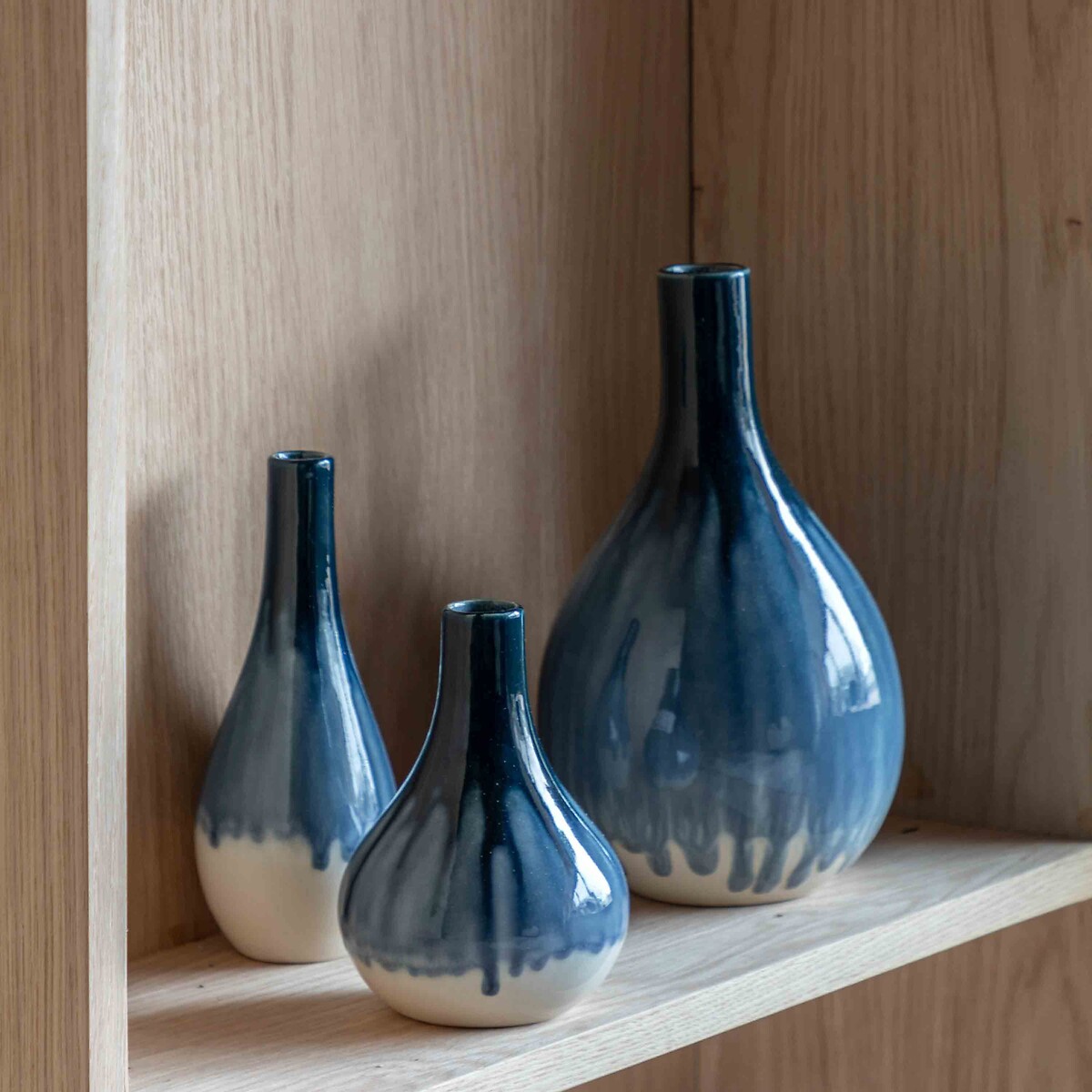 Set of 3 Ornica Organic Fade Ceramic Vases blue, ÉDITÉ