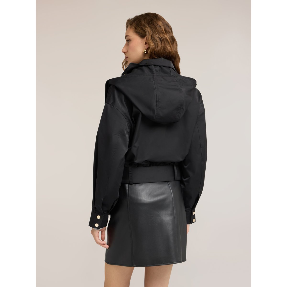 Blouson aviateur avec ceinture noir, MOTIVI