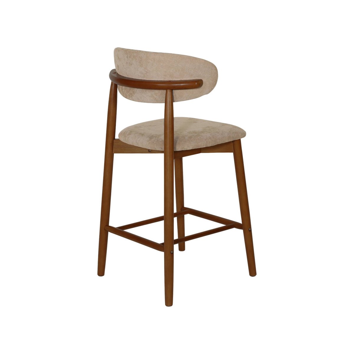 Tabouret de bar bois d'hévéa noyer et tissu chenille (lot de 2) PAOLA noyer, SWEEEK