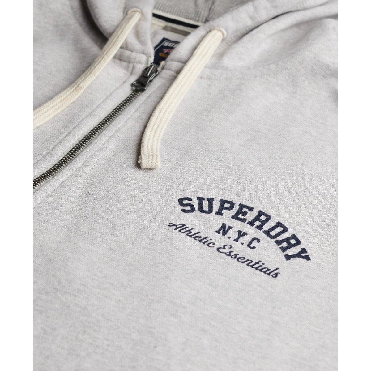 Sweat à capuche zippé oversize Athletic Essentials gris glacier chiné, SUPERDRY