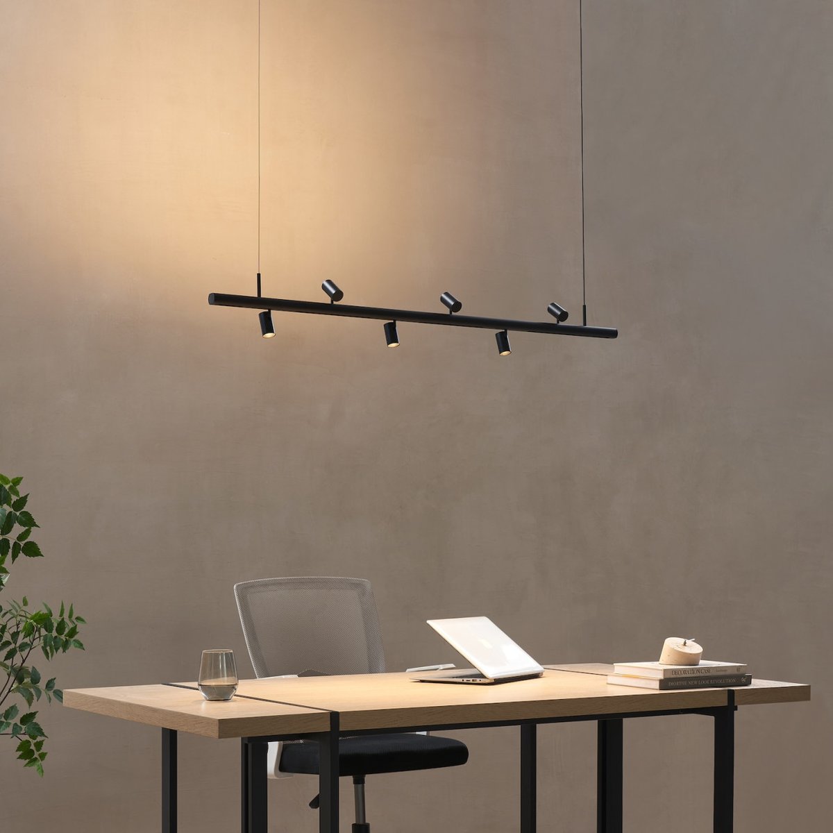 Suspension 6 spots LED orientables - LYNE noir, KOSILUM