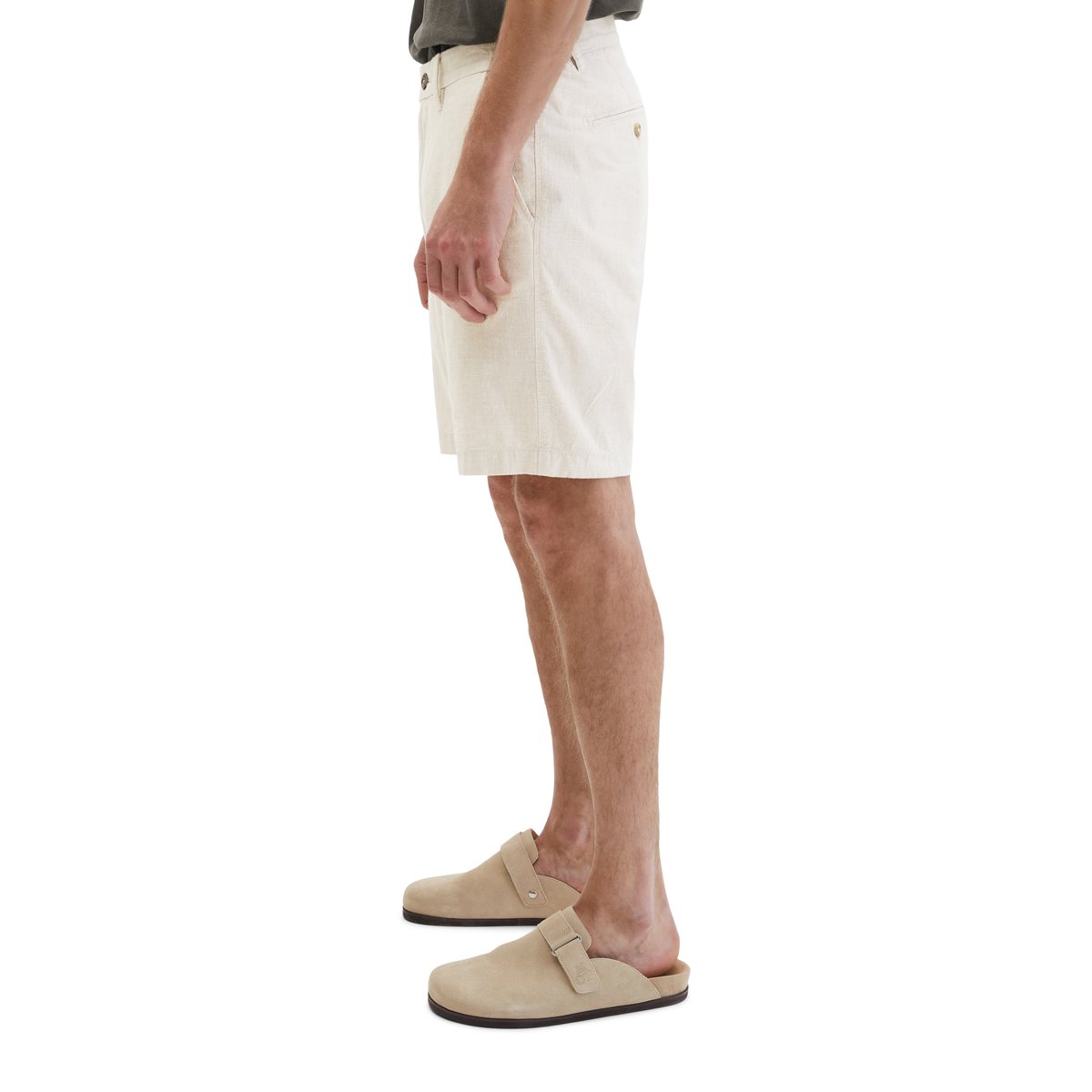 Short modèle Salo slim en mélange de coton et de lin bio beige, MARC O'POLO
